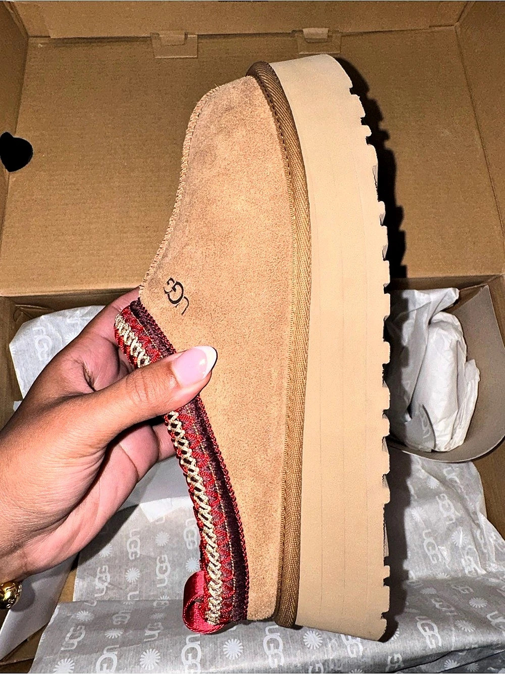 UGG Tazz Platform Slippers Brown US 8 NWT